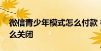 微信青少年模式怎么付款 微信青少年模式怎么关闭