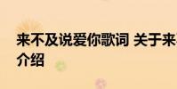 来不及说爱你歌词 关于来不及说爱你歌词的介绍