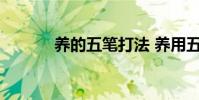 养的五笔打法 养用五笔怎么打