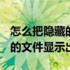 怎么把隐藏的文件显示出来win7 怎么把隐藏的文件显示出来