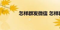 怎样群发微信 怎样群发微信