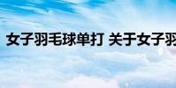 女子羽毛球单打 关于女子羽毛球单打的介绍
