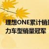 理想ONE累计销量5782辆，已连续3个月蝉联插电式混合动力车型销量冠军