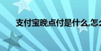 支付宝晚点付是什么,怎么开通晚点付