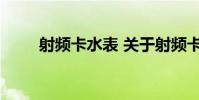 射频卡水表 关于射频卡水表的介绍