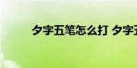 夕字五笔怎么打 夕字五笔怎么打
