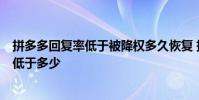 拼多多回复率低于被降权多久恢复 拼多多5分钟回复率不能低于多少