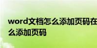word文档怎么添加页码在页脚 word文档怎么添加页码